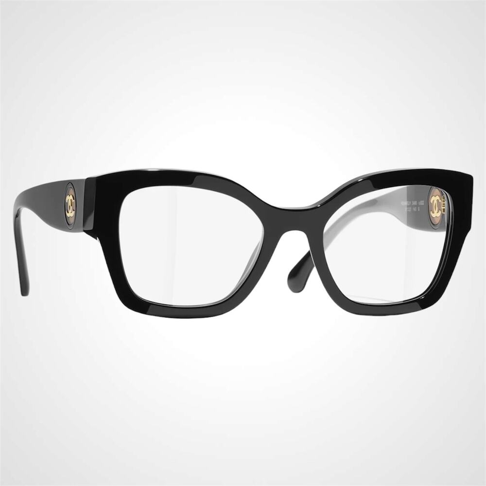 CHANEL Black Glasses with Gold Accents